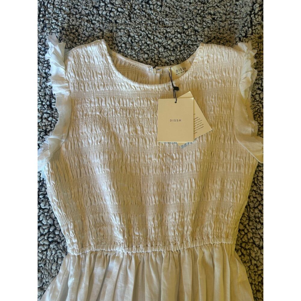 Linen midi sundress in white fully lined. Brand Dissh sz 10 women’s. - Picture 10 of 11